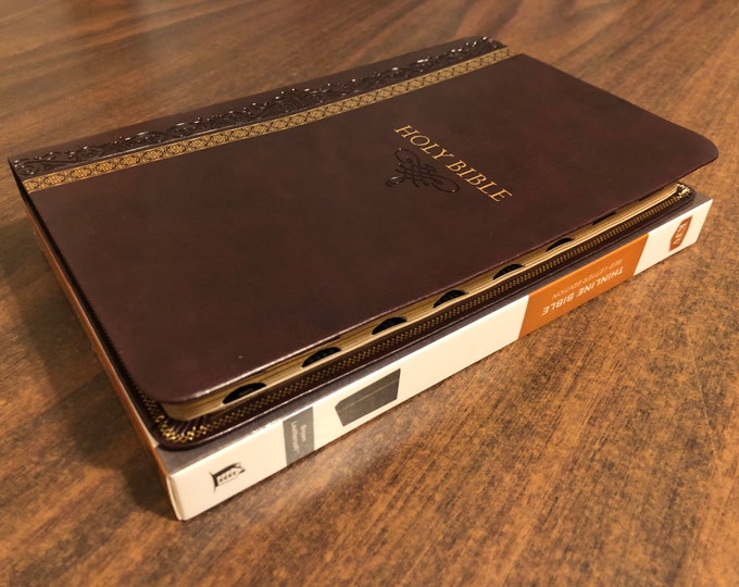 Personalized KJV Thinline Bible Indexed - Brown LeatherSoft  Custom Imprinted