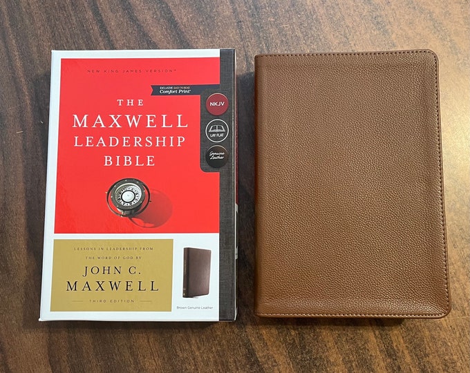 Personalized NKJV Maxwell Leadership Study Bible - Brown Genuine Leather - Custom Imprinted with name