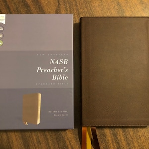Personalized NASB Preachers Bible - Brown LeatherSoft - Custom Imprinted with a name
