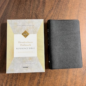Personalized KJV Large Print Reference Bible - Black Top Grain Goatskin Genuine Leather - Custom Imprinted with name engraved, 9781683071914