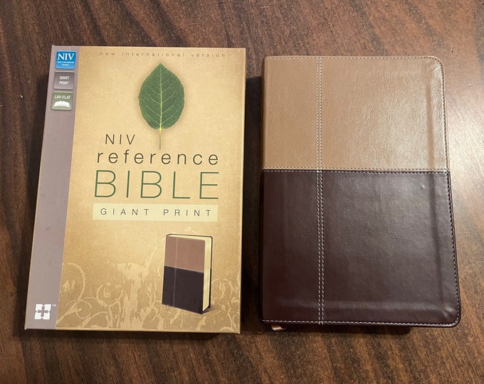 Personalized NIV Giant Print Reference Bible - Brown DuoTone, Custom Imprinted