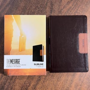 Personalized The Message Slimline Bible - Brown Leatherlook - Custom Imprinted with a name 9781631464317