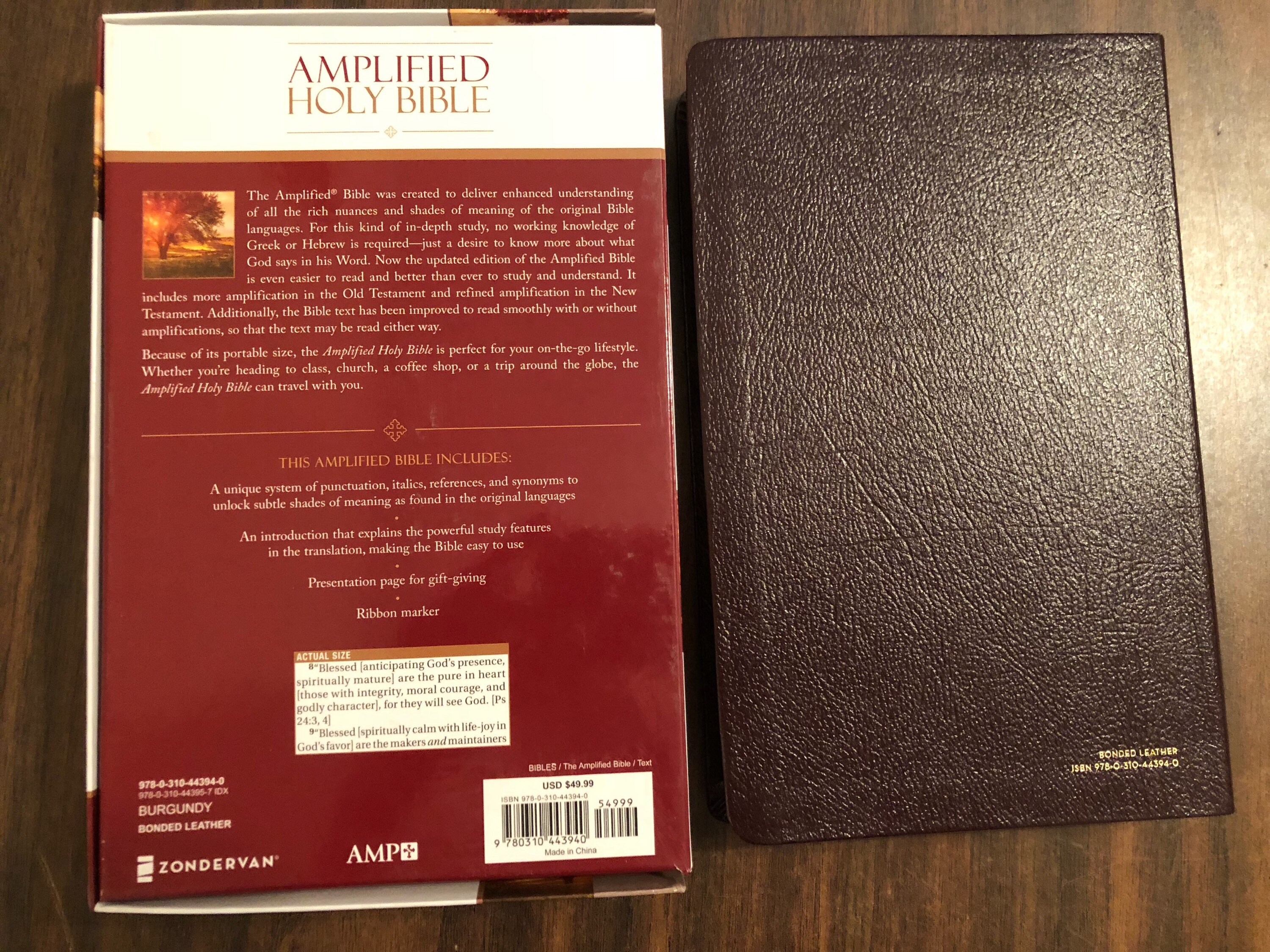 PERSONALIZED ** Amplified Bible Indexed Burgundy Bonded Leather