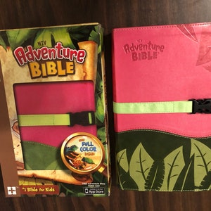 Personalized NIV Adventure Bible - Pink / Green Duotone  ** Custom Imprinted