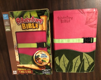 Personalized NIV Adventure Bible - Pink / Green Duotone  ** Custom Imprinted