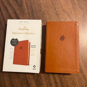 Personalized NLT Personal Size Giant Print Bible - Tan Brown LeatherLike - Custom Imprinted with name engraved