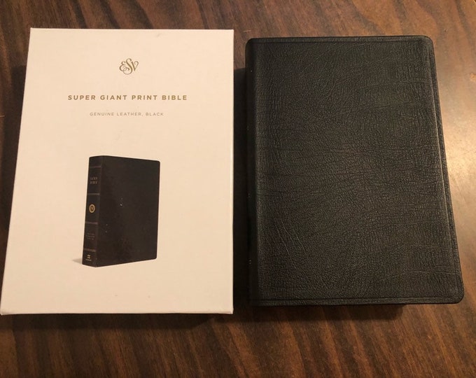 Personalized ESV Super Giant Print Bible - Black Genuine Leather  Custom Imprinted