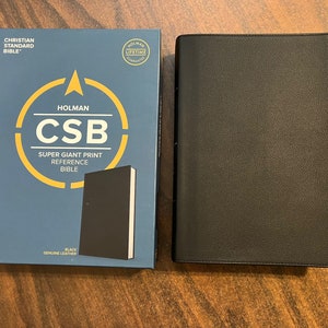 Personalized CSB Super Giant Print Reference Bible - Black Genuine Leather, Custom Imprinted with name