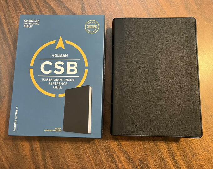 Personalized CSB Super Giant Print Reference Bible - Black Genuine Leather, Custom Imprinted with name