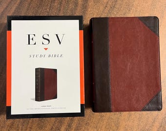 Personalized ESV Large Print Study Bible - Cordovan Brown TruTone - Custom Imprinted with name engraved 9781433557668