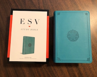 Personalized ESV Study Bible Personal Size - Turquoise Trutone  Custom Imprinted, ISBN 9781433560781