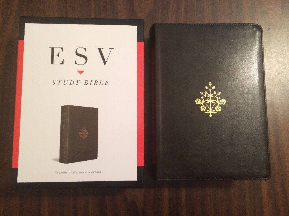 PERSONALIZED ** ESV Study Bible Olive Trutone, Branch Design