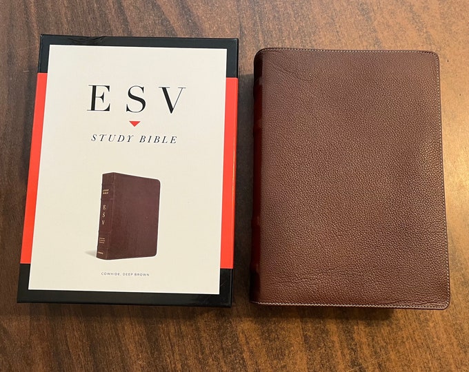 Personalized ESV Study Bible - Deep Brown Cowhide Genuine Leather  Custom Imprinted, ISBN 9781433521782