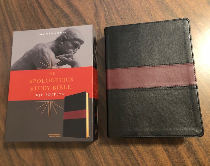 PERSONALIZED  KJV Apologetics Study Bible  - Black / Burgundy Leathertouch  Custom Imprinted