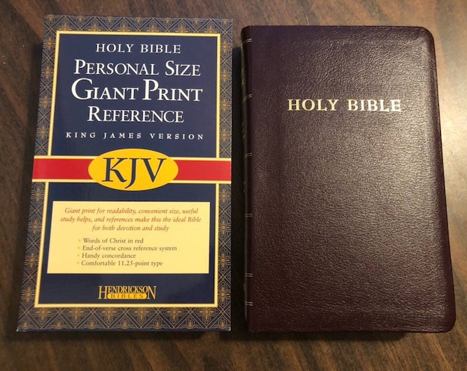 Personalized KJV Personal Size Giant Print Reference Bible - Burgundy Bonded Leather  Custom Imprinted