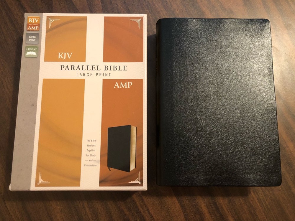 PERSONALIZED ** KJV Amplified Parallel Bible Large Print Black Bonded