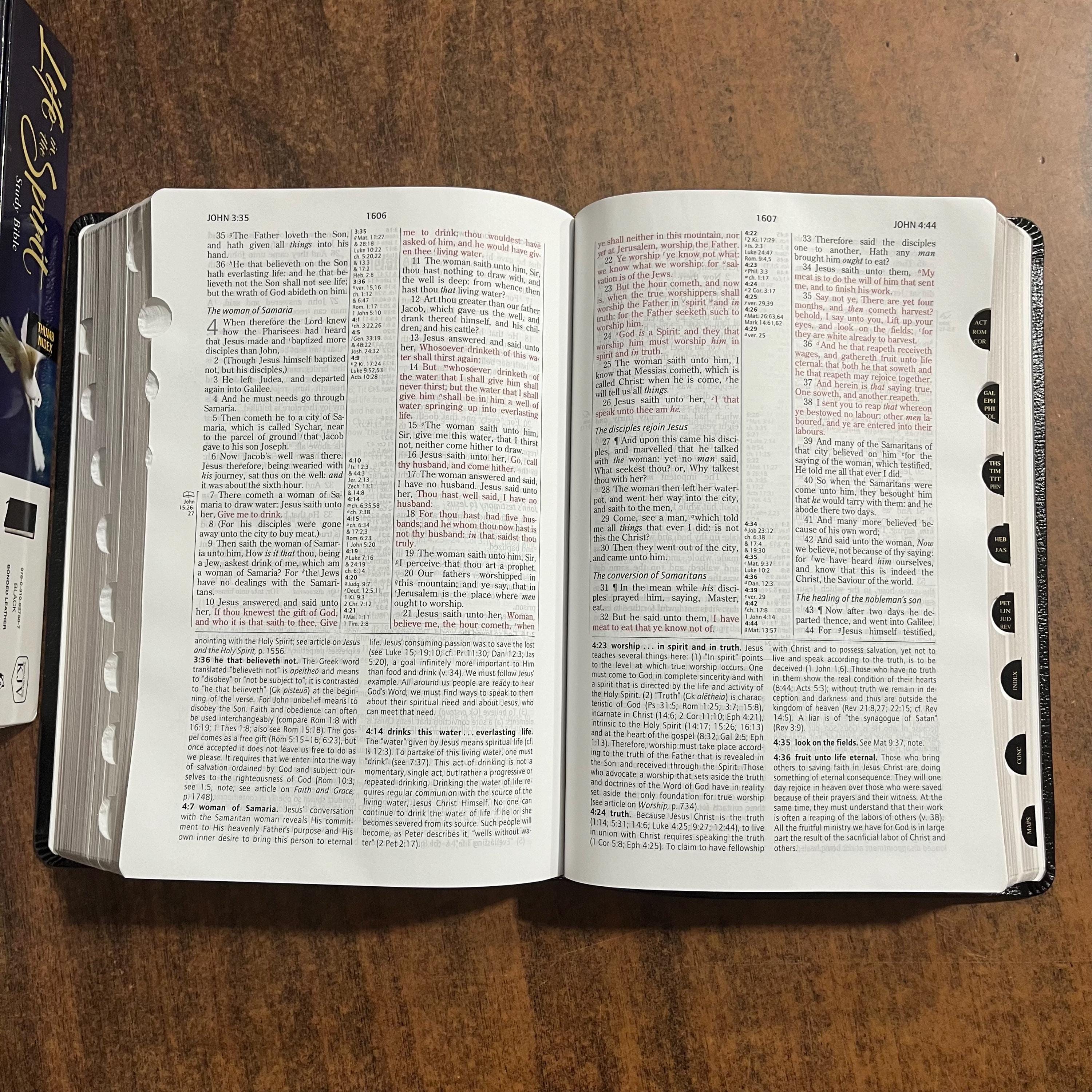 Personalized KJV Life in the Spirit Study Bible Thumb Indexed - Black ...