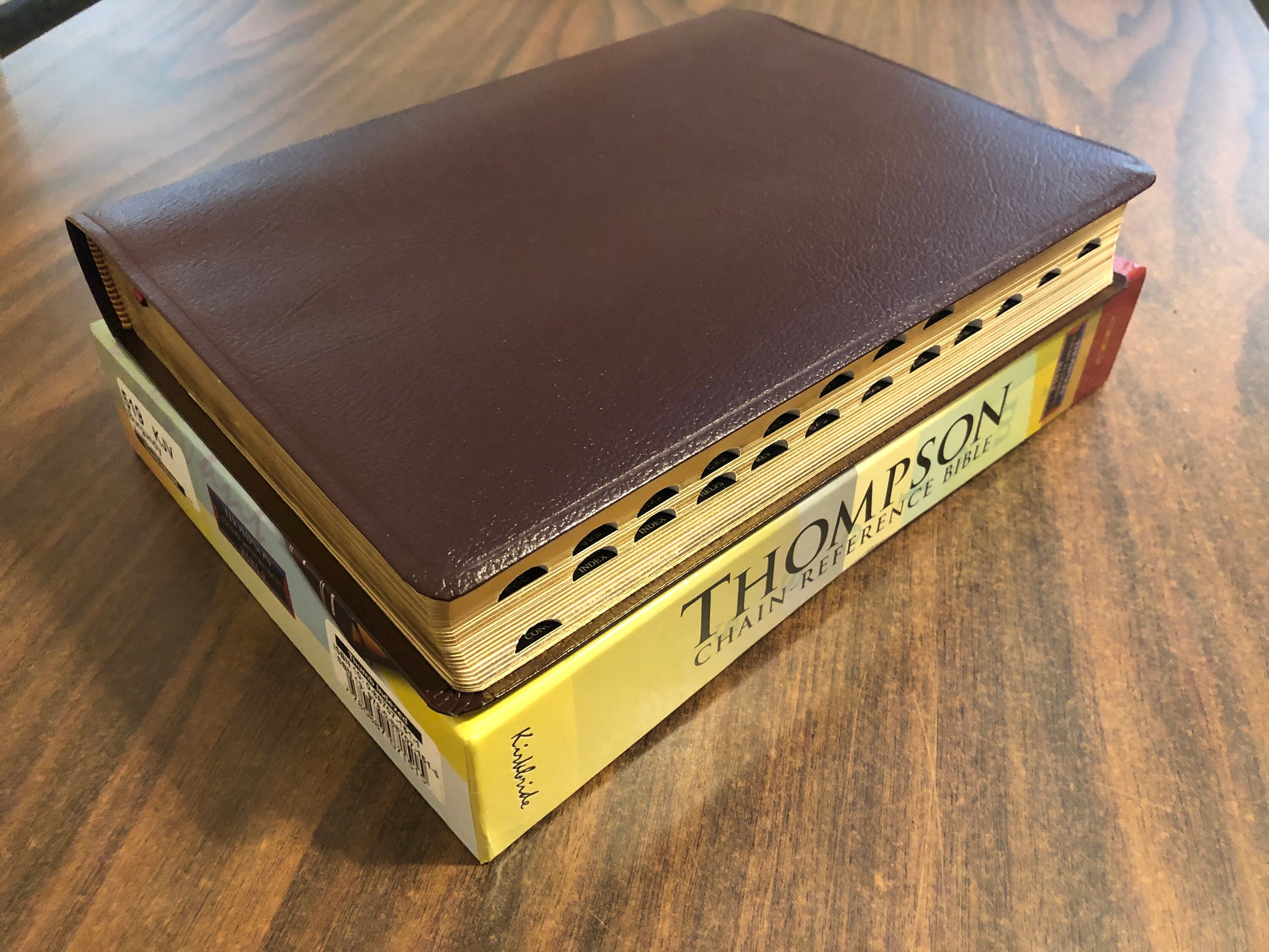 PERSONALIZED ** KJV Large Print Thompson Chain Reference Study Bible Indexed Burgundy Bonded