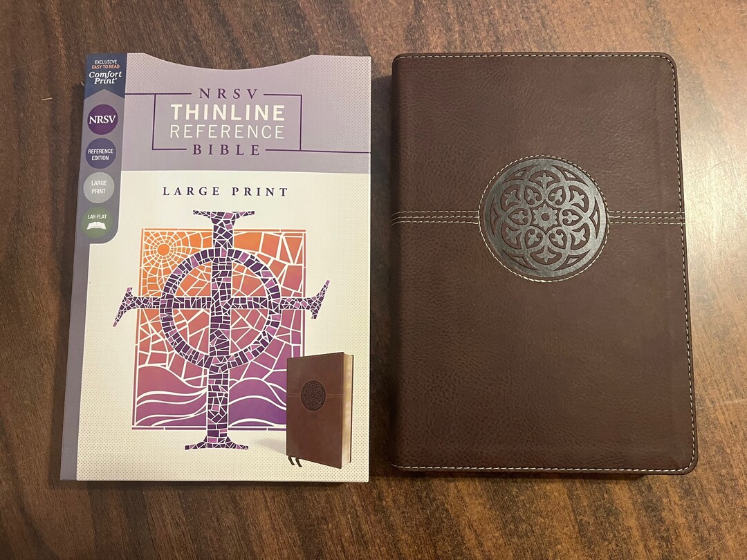 Personalized NRSV Large Print Thinline Reference Bible Brown