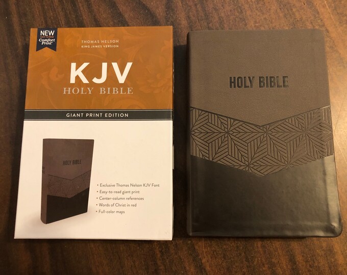 Personalized Bible, KJV Giant Print Center Column Reference Bible, Brown LeatherSoft Custom Imprinted