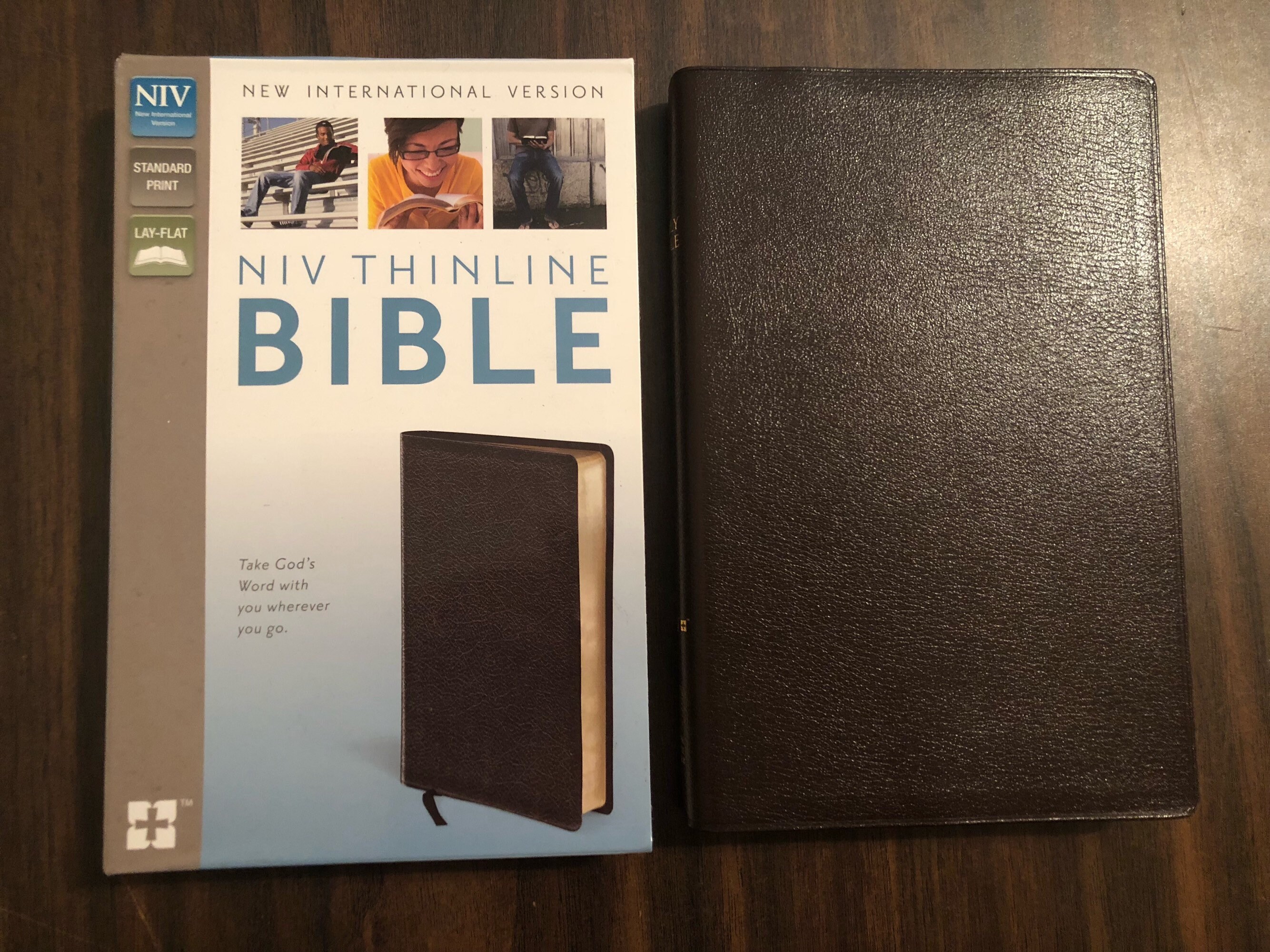PERSONALIZED ** NIV Thinline Bible Brown Bonded Leather ** Custom