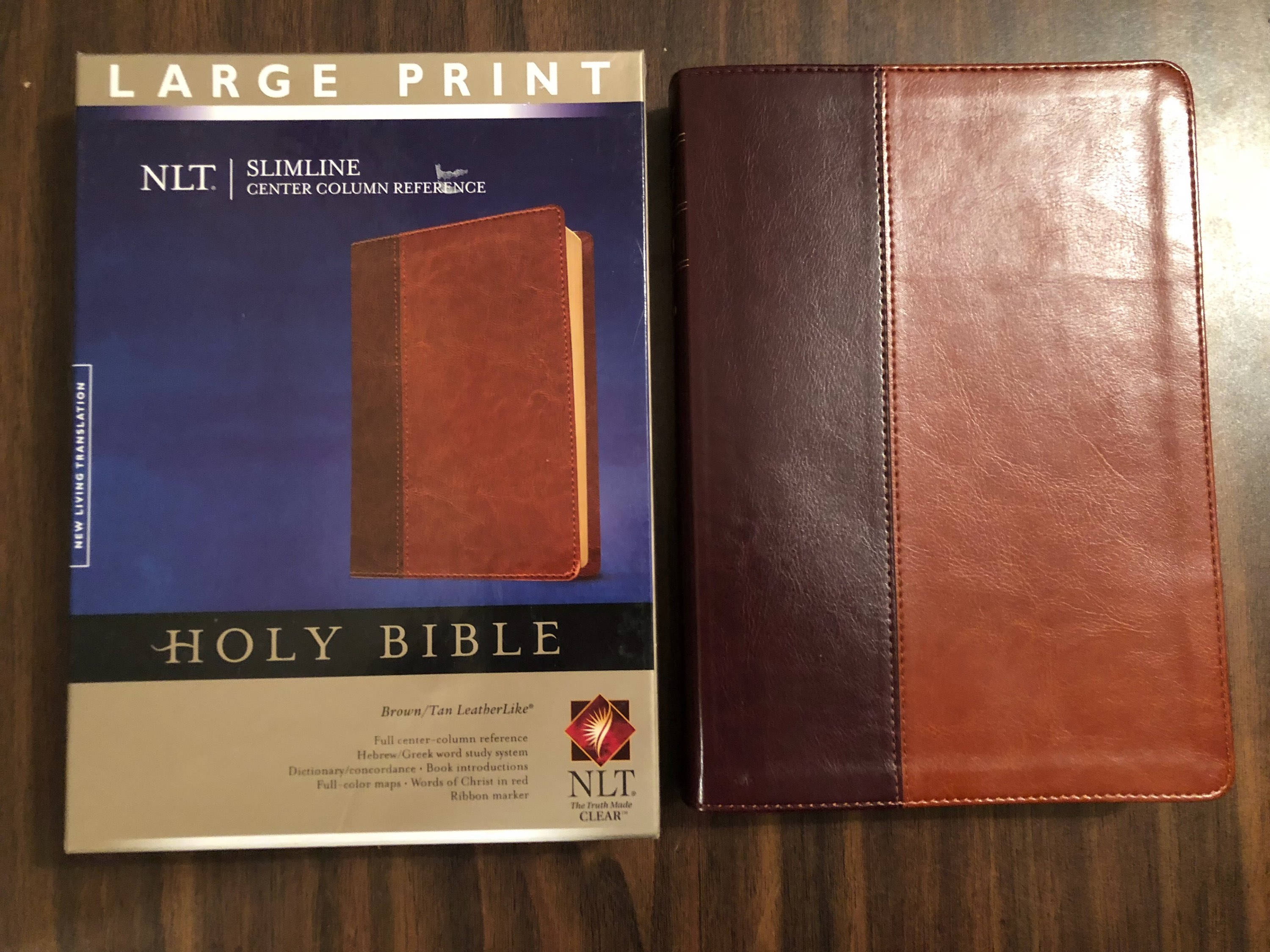 PERSONALIZED ** NLT Large Print Slimline Center Column Reference Bible