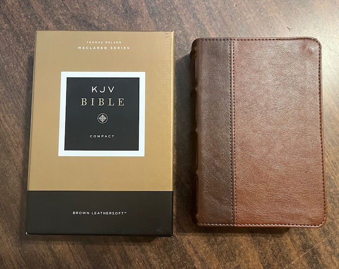 Personalized KJV Compact Bible, Maclaren Series - Brown LeatherSoft, Custom Imprinted