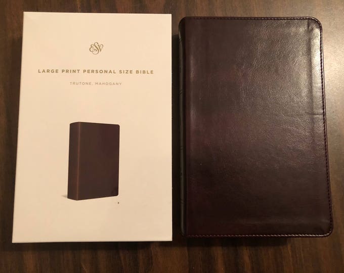 Personalized ESV Large Print Personal Size Bible - Mahogany TruTone  Custom Imprinted