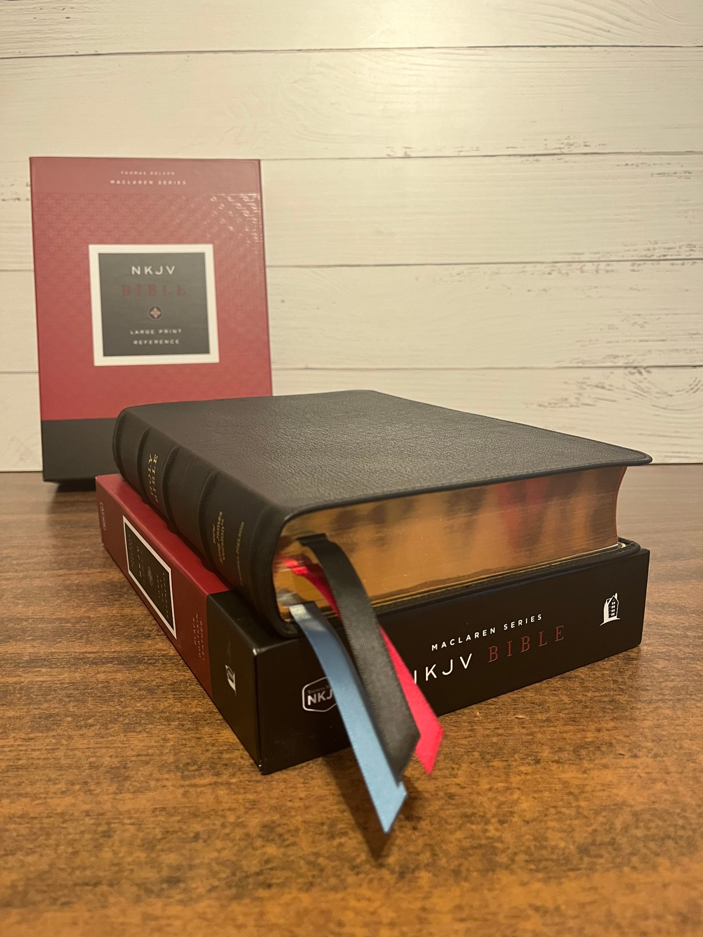 Personalized NKJV Large Print Reference Bible - Black Goatskin Premium ...