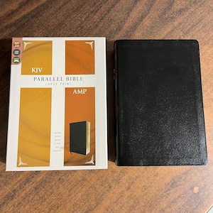 Personalized KJV / Amplified Parallel Bible Large Print - Black Bonded Leather - Custom Imprinted with a name, ISBN 9780310446699