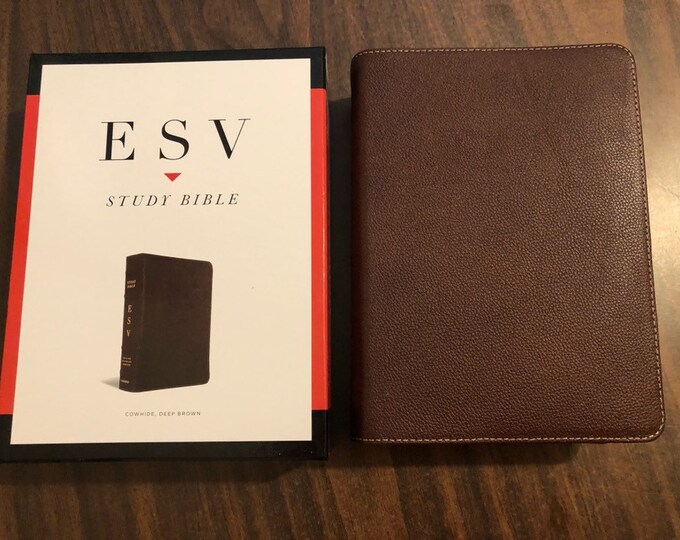 PERSONALIZED  ESV Study Bible - Deep Brown Cowhide Genuine Leather  Custom Imprinted, ISBN 9781433521782