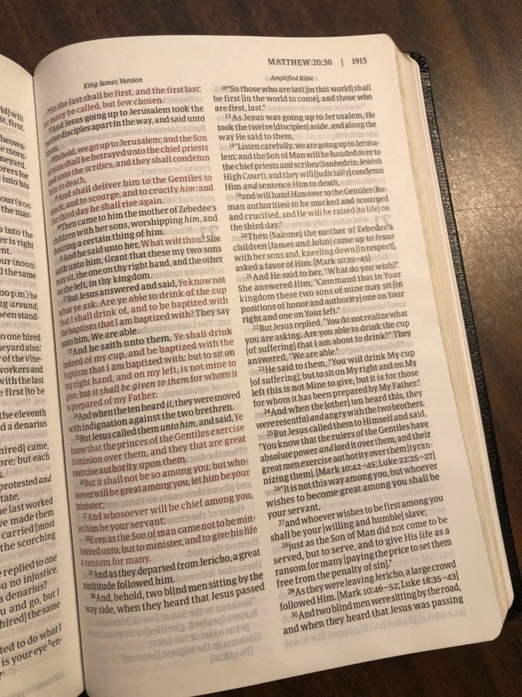 PERSONALIZED ** KJV Amplified Parallel Bible Large Print Black Bonded