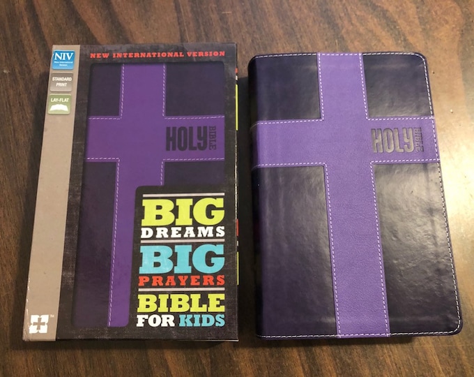 Personalized NIV Big Dreams Big Prayers Kids Bible - Purple Duo Tone   Custom Imprinted
