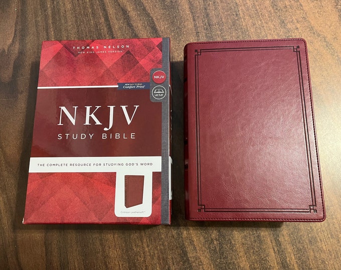 Personalized NKJV Study Bible - Crimson LeatherSoft, Cover Custom Imprinted