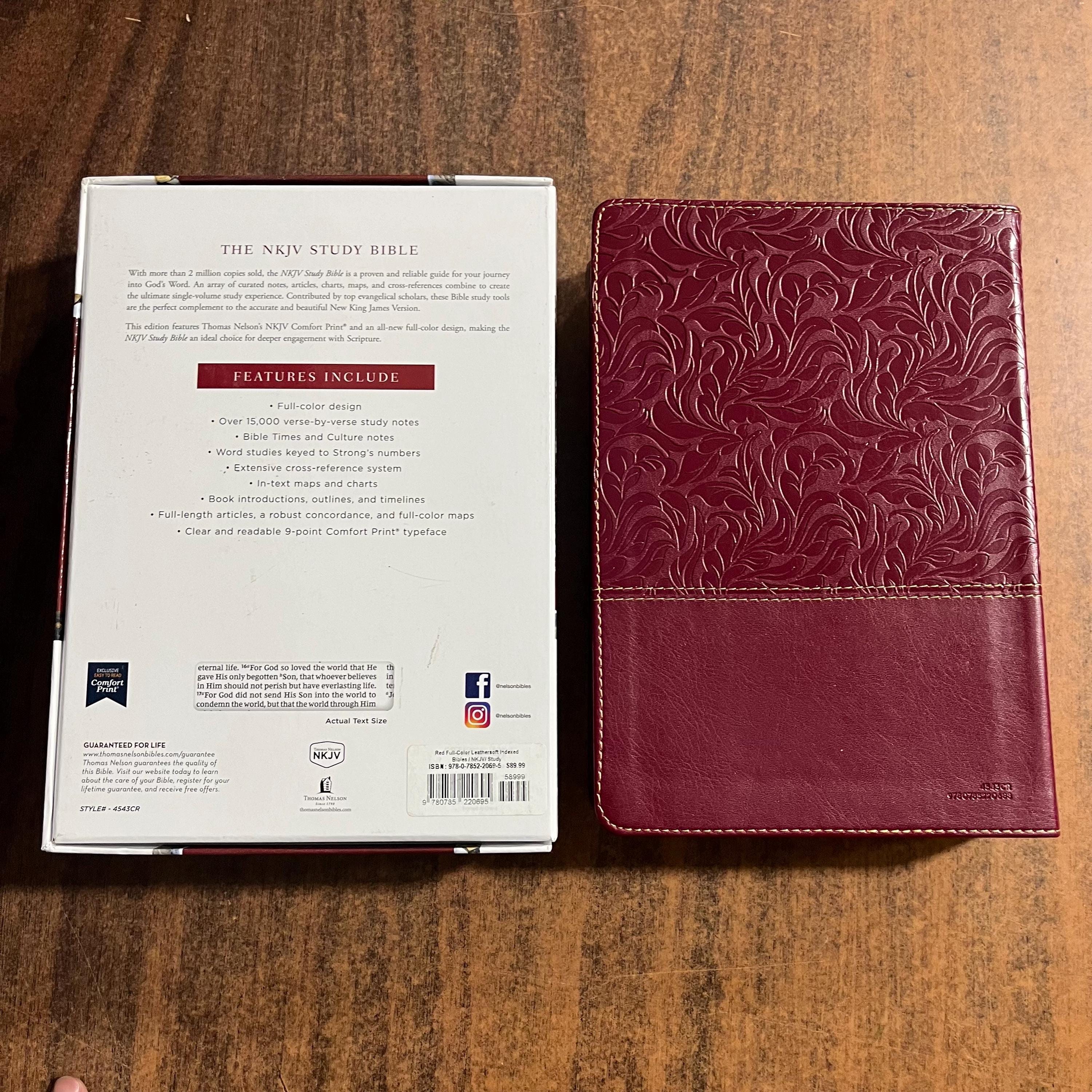Personalized NKJV Study Bible Thumb Indexed - Cranberry Leathersoft ...