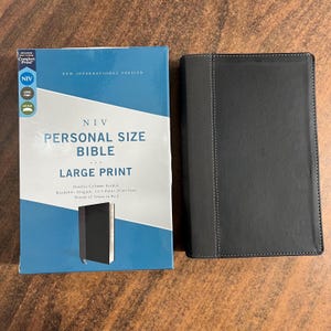 Personalized NIV Large Print Personal Size Bible - Black LeatherSoft - Custom Imprinted with name 9780310454267