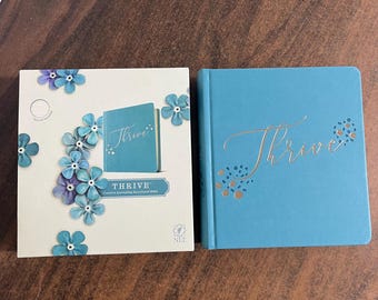 Personalized NLT Thrive Journaling Devotional Bible - Teal Blue LeatherLike Hardcover - Custom Imprinted, room for journaling, 9781496448248