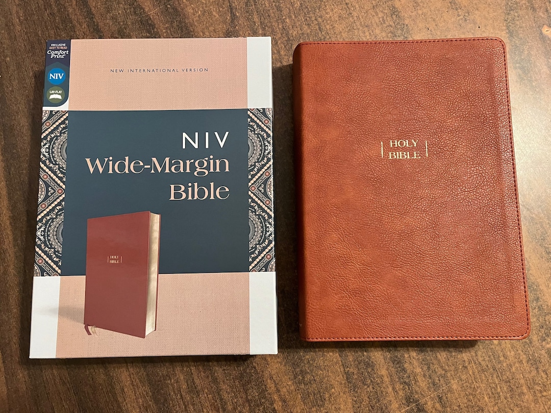 Personalized NIV Wide Margin Bible - Brown Leathersoft, Custom ...