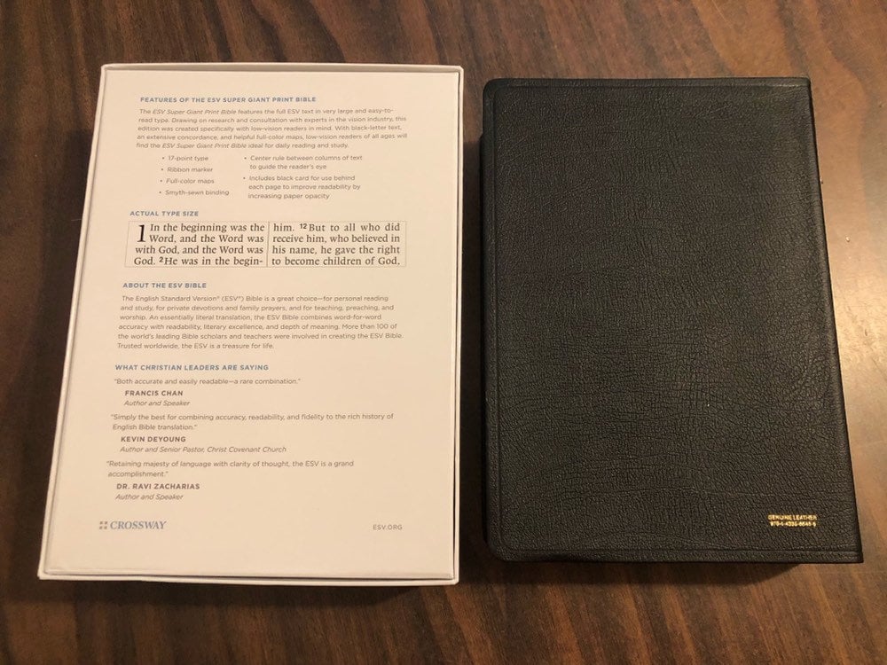 Personalized ESV Super Giant Print Bible - Black Genuine Leather Custom ...