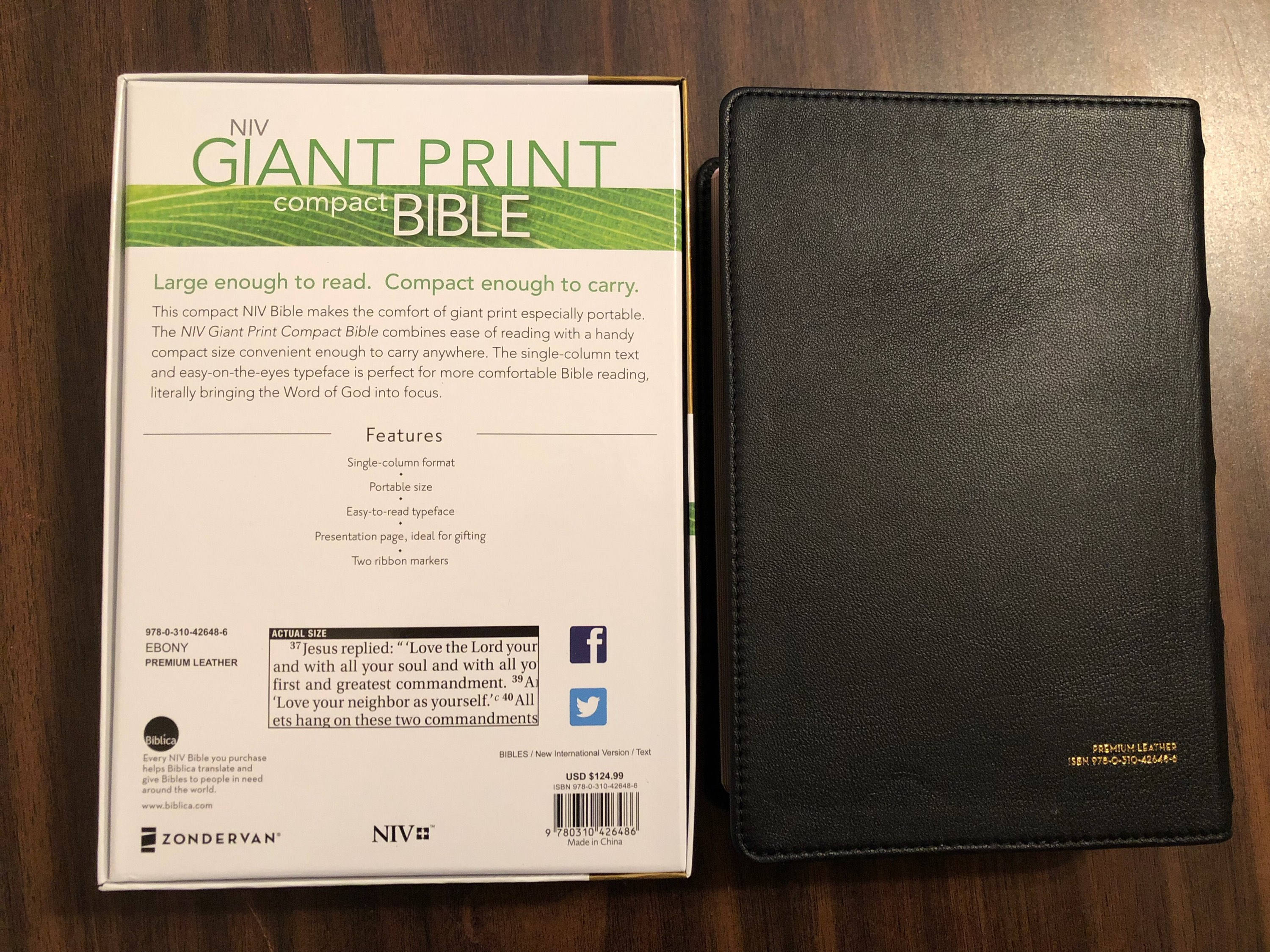Personalized niv giant print compact bible ebony premium genuine 