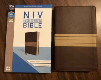 Personalized NIV Thinline Bible - Brown / Tan DuoTone