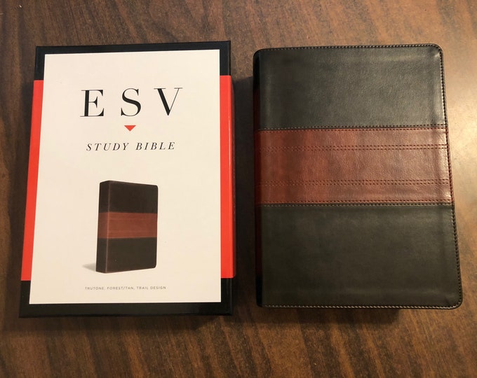 Personalized ESV Study Bible - Forest / Tan Trail Trutone  Custom Imprinted, ISBN 9781433503931