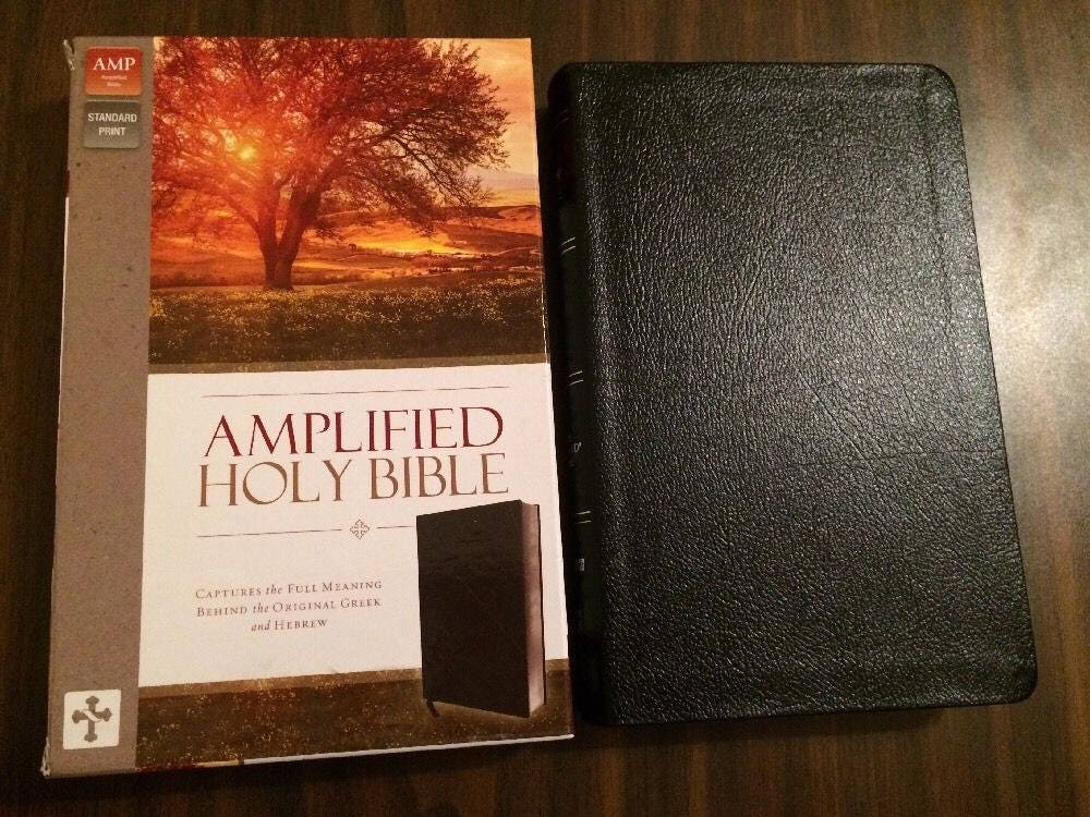 PERSONALIZED ** Amplified Bible Black Bonded Leather ** Custom Imprinted