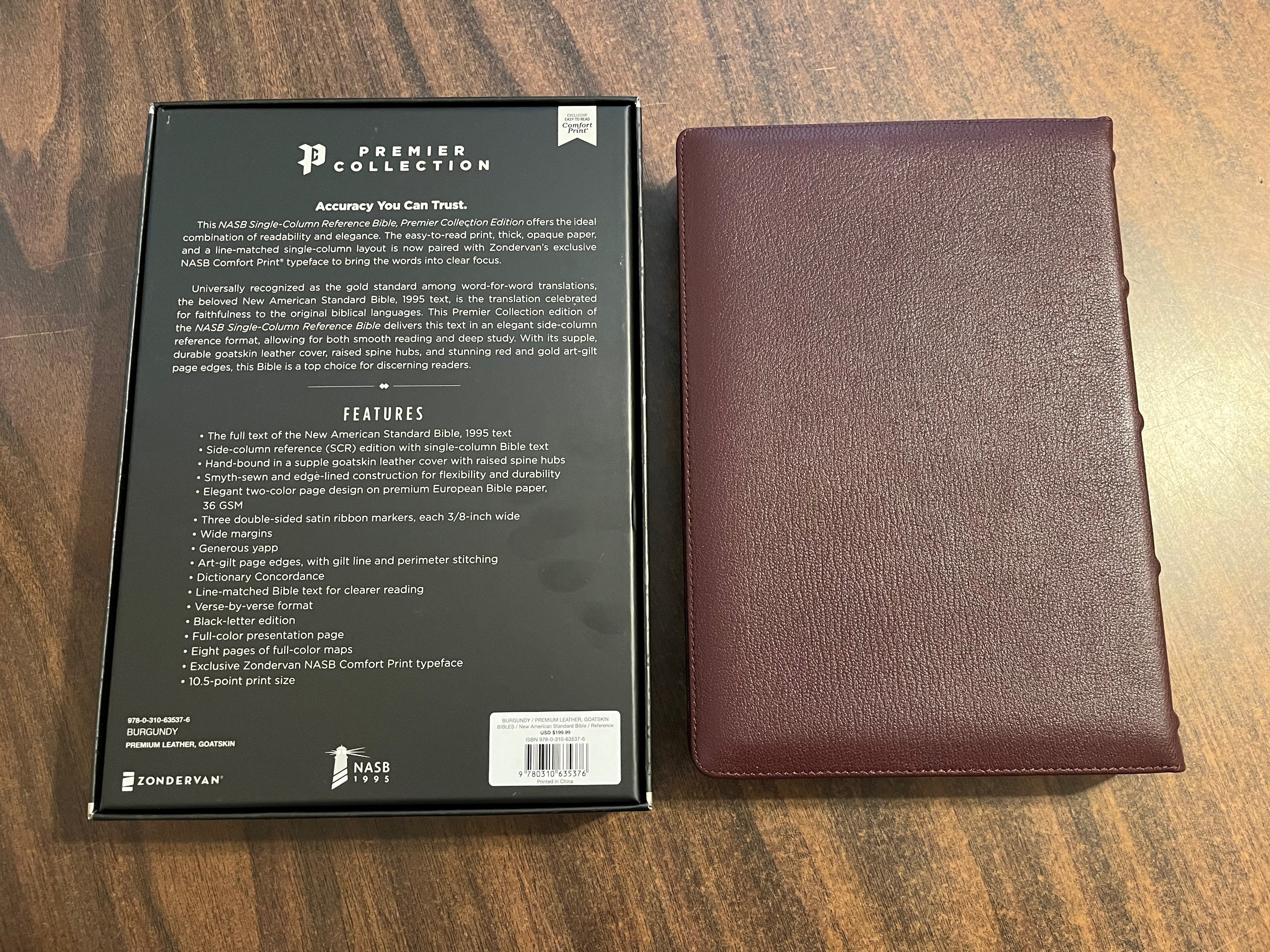 Personalized NASB Single Column Reference Bible Burgundy Goatskin