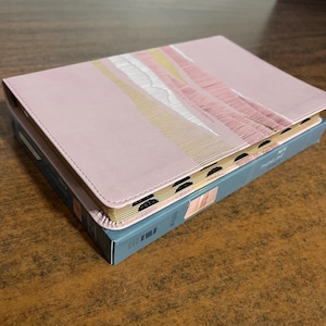 Personalized NIV Thinline Bible Thumb Indexed - Pink LeatherSoft, Custom Imprinted with a name, ISBN 9780310462132