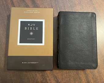 Personalized KJV Compact Bible, Maclaren Series - Black LeatherSoft, Custom Imprinted