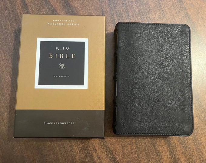 Personalized KJV Compact Bible, Maclaren Series - Black LeatherSoft, Custom Imprinted