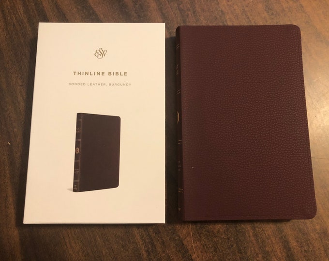 Personalized ESV Thinline Bible - Burgundy Bonded Leather ** Custom Imprinted
