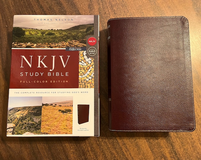 Personalized NKJV Study Bible - Burgundy Bonded Leather - Custom Imprinted with name