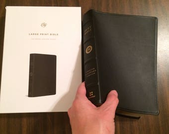 Personalized ESV Large Print Bible - Black Top Grain Genuine Leather  Custom Imprinted, ISBN 9781433557613